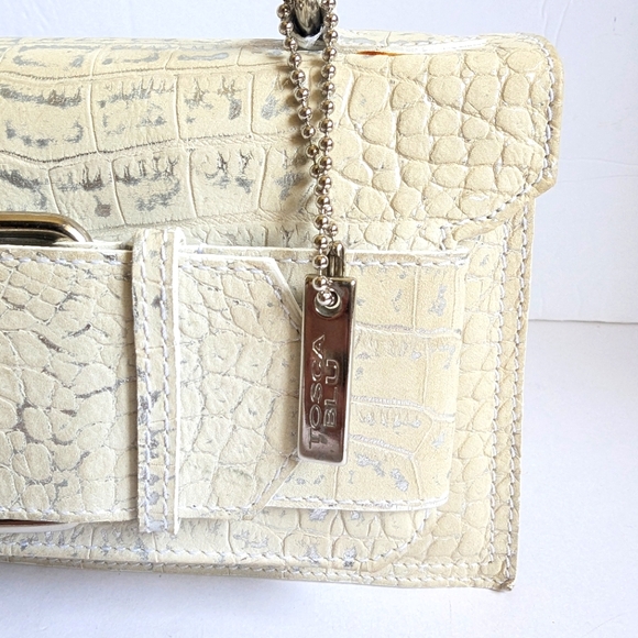 Tosca Blu Handbag Croc Embossed Leather w/ hints of Metallic Silver - Picture 13 of 14